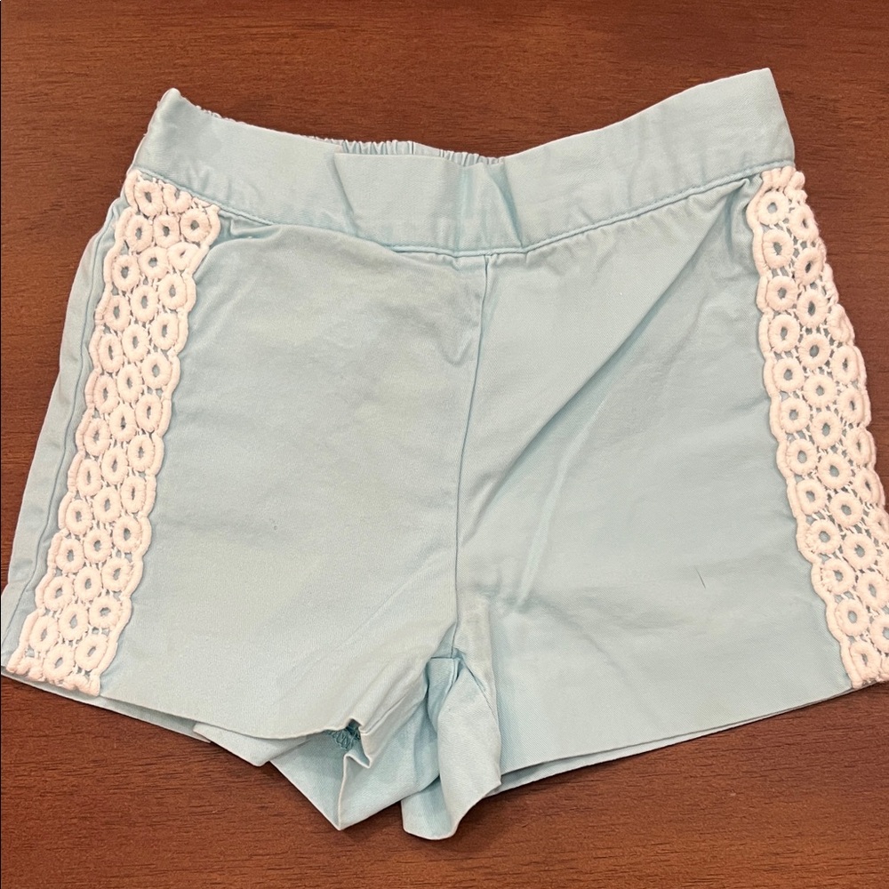 Janie and Jack Light Blue Kids Shorts with Lace
